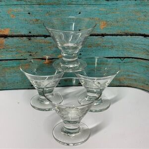 Mini Martini Style Whiskey Shot Short Stem Glasses. Vintage 1970’s Set of Four